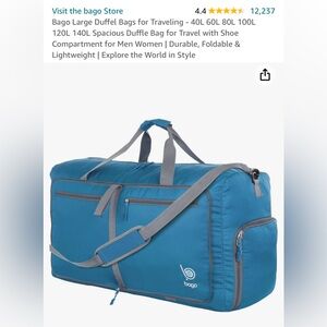 Bago large duffel bag for traveling Blue NEW